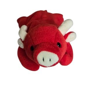 Vintage Ty Tabasco Beanie Baby Bull 9" 1995 PVC Pellets Red Farm Plush